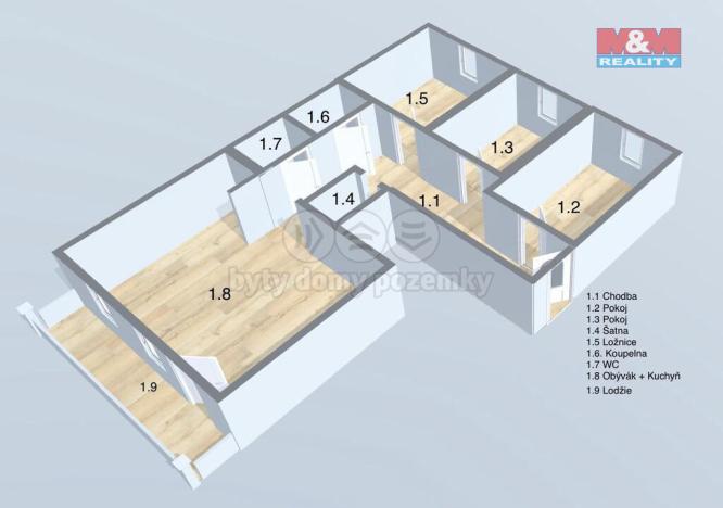 Prodej bytu 4+kk, Poděbrady - Poděbrady III, Kunštátská, 86 m2