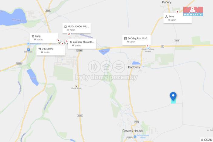 Prodej pole, Bečváry - Červený Hrádek, 12474 m2