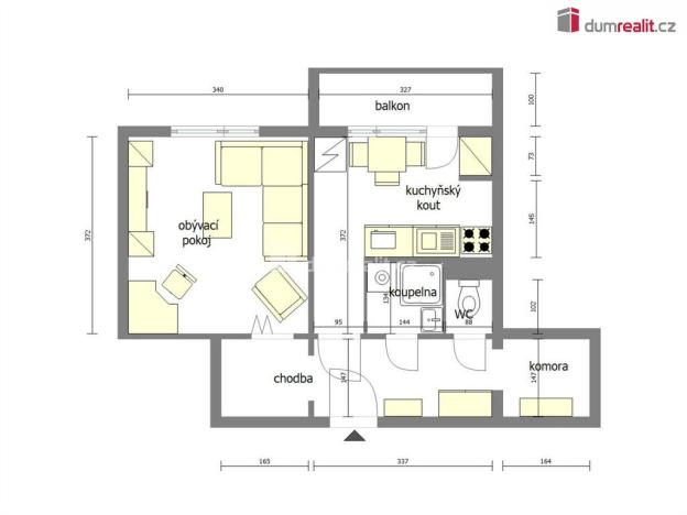 Pronájem bytu 1+1, Mělník, Pražská, 38 m2