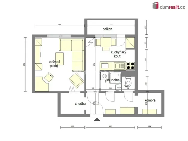 Pronájem bytu 1+1, Mělník, Pražská, 38 m2