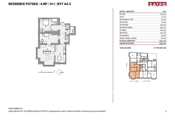 Prodej bytu 3+1, Praha - Vinohrady, Polská, 121 m2