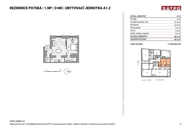 Prodej bytu 2+kk, Praha, Polská, 60 m2