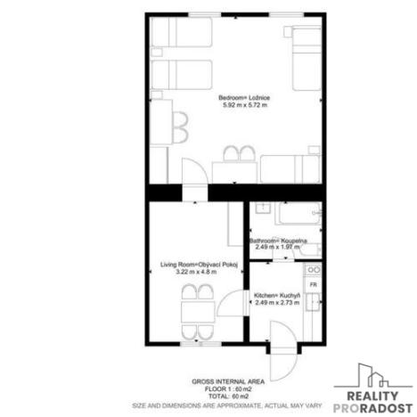 Pronájem bytu 2+1, Brno, Václavská, 60 m2