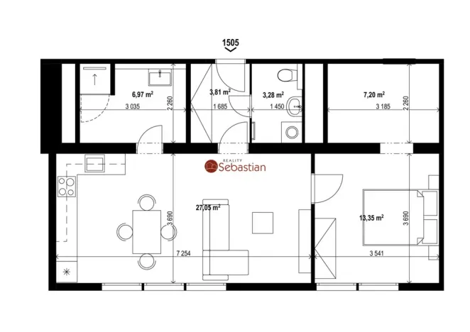 Pronájem bytu 2+kk, Teplice - Trnovany, Antonína Sochora, 60 m2