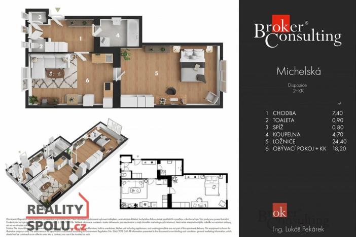 Prodej bytu 2+kk, Praha - Michle, Michelská, 57 m2