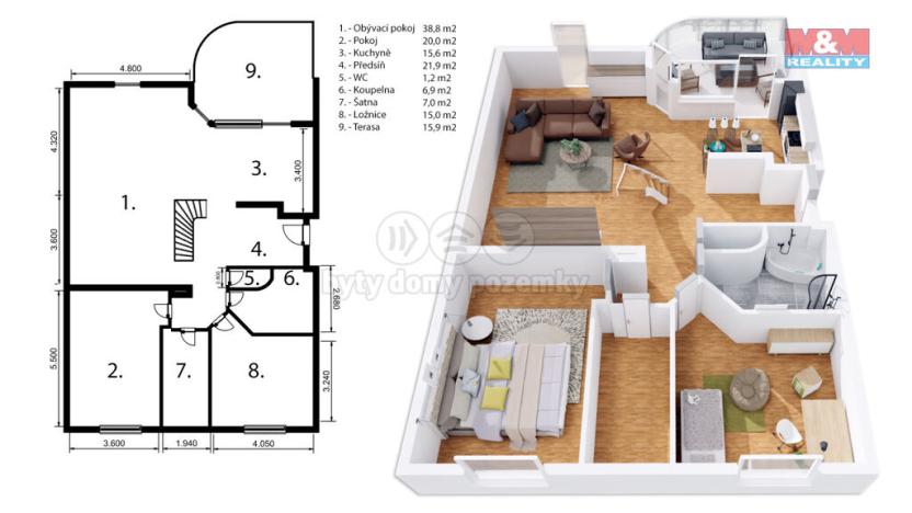 Prodej bytu 4+kk, České Budějovice - České Budějovice 3, B. Smetany, 142 m2