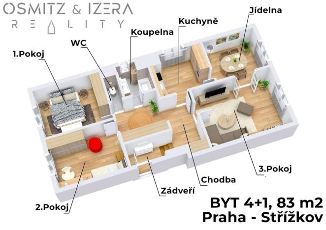 Prodej bytu 4+1, Praha - Střížkov, Bínova, 83 m2