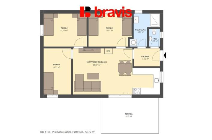 Prodej rodinného domu, Račice-Pístovice - Pístovice, 78 m2