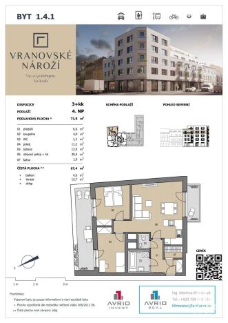 Prodej bytu 3+kk, Brno - Husovice, Vranovská, 67 m2