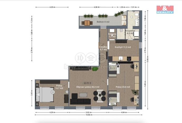 Prodej bytu 3+1, Chomutov, Ruská, 92 m2
