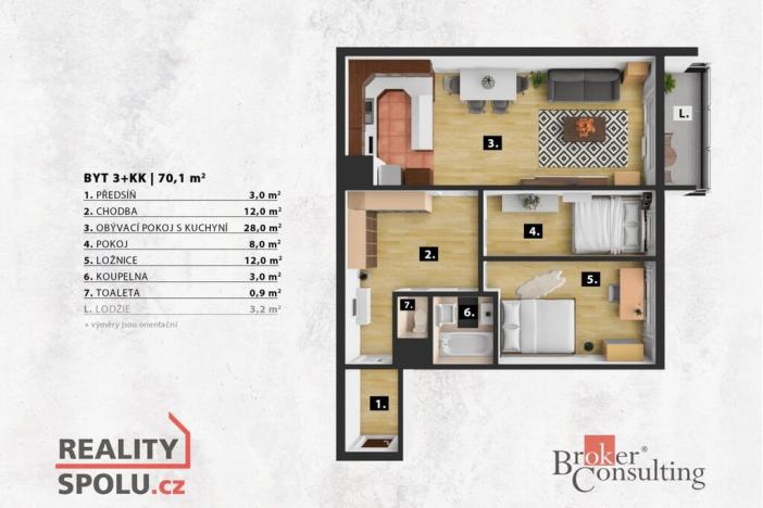 Prodej bytu 3+kk, Praha - Modřany, Plevenská, 70 m2