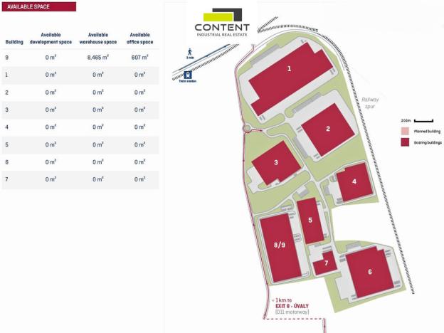 Pronájem výrobních prostor, Zeleneč - Mstětice, 8465 m2
