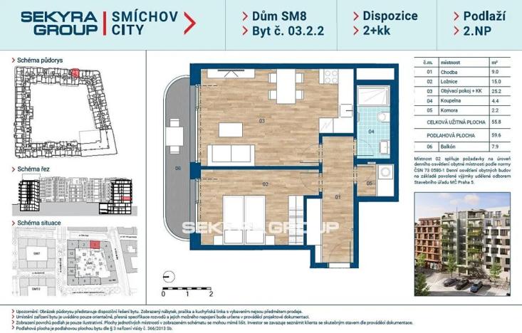 Prodej bytu 2+kk, Praha, Šiklové, 55 m2