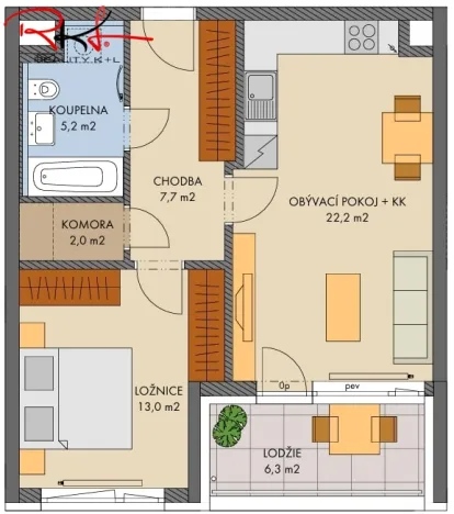 Prodej bytu 2+kk, Praha, náměstí Olgy Scheinpflugové, 52 m2