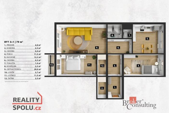 Prodej bytu 3+1, Praha - Modřany, Urbánkova, 79 m2