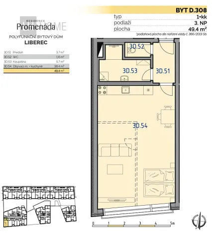 Prodej bytu 1+kk, Liberec, 52 m2