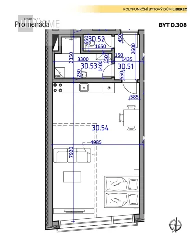 Prodej bytu 1+kk, Liberec, 52 m2