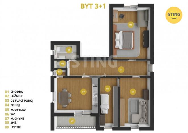 Prodej bytu 3+1, Opava, třída Spojenců, 80 m2