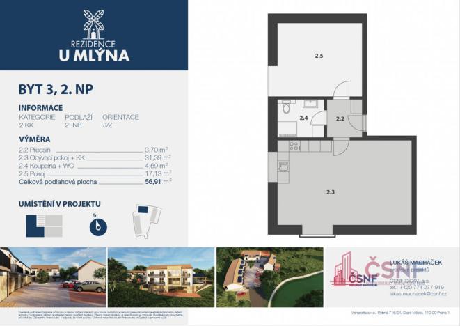 Prodej bytu 2+kk, Praha - Královice, Kuťatská, 56 m2