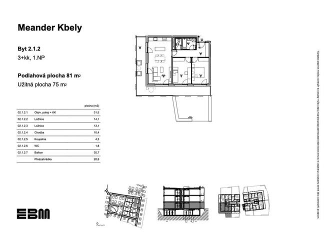 Prodej bytu 3+kk, Praha - Kbely, K Vinoři, 76 m2