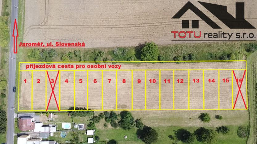 Pronájem zahrady, Jaroměř - Cihelny, 350 m2