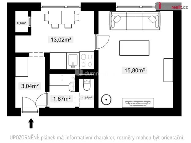 Prodej bytu 1+1, Lovosice, Osvoboditelů, 35 m2