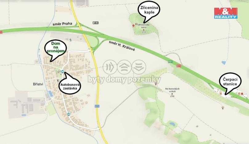 Pronájem bytu 1+kk, Bříství, 34 m2