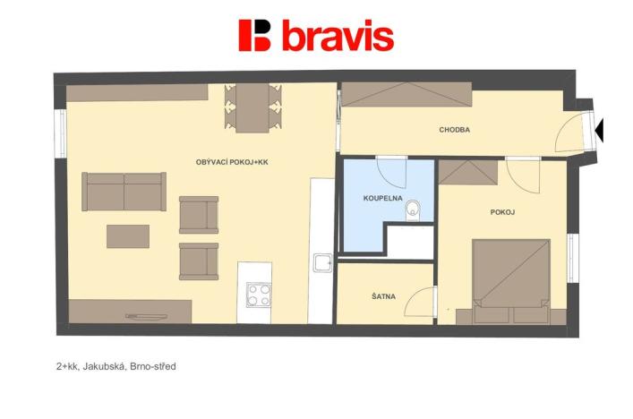 Pronájem bytu 2+kk, Brno, Jakubská, 69 m2