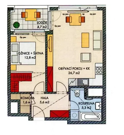 Prodej bytu 2+kk, Praha - Holešovice, U Pergamenky, 59 m2