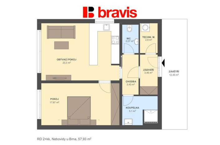 Prodej rodinného domu, Nebovidy, 58 m2