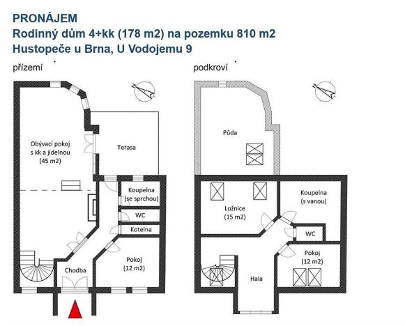 Pronájem rodinného domu, Hustopeče, U Vodojemu, 178 m2