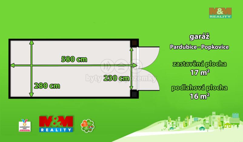 Prodej garáže, Pardubice - Popkovice, 16 m2