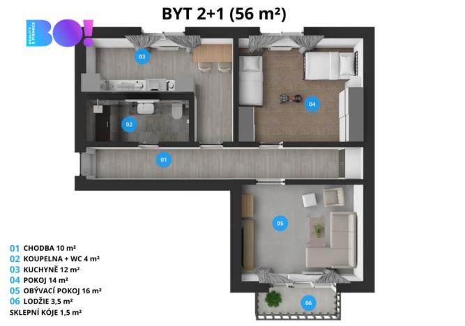 Prodej bytu 2+1, Ostrava, Josefa Brabce, 56 m2