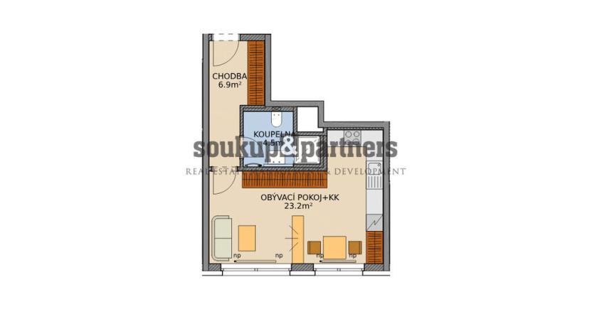 Prodej bytu 1+kk, Praha - Vysočany, Pod Harfou, 35 m2