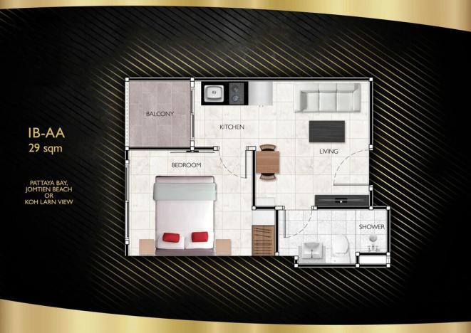 Prodej apartmánu, Pattaya, 29 m2