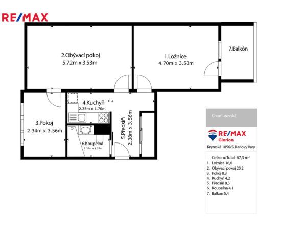 Prodej bytu 3+1, Karlovy Vary - Rybáře, Chomutovská, 60 m2