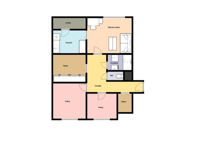 Pronájem bytu 3+1, Praha - Háje, Anežky Malé, 77 m2