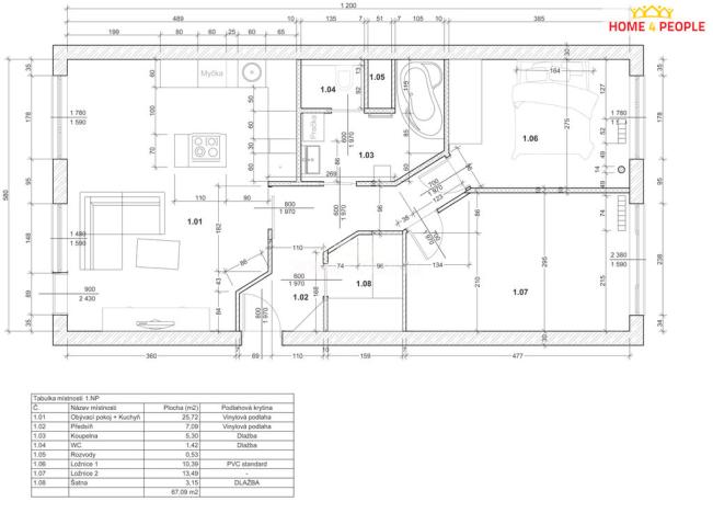 Prodej bytu 3+kk, Praha - Krč, Na strži, 67 m2