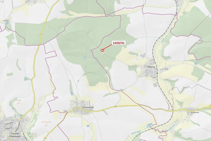 Dražba pozemku, Milavče, 16 m2