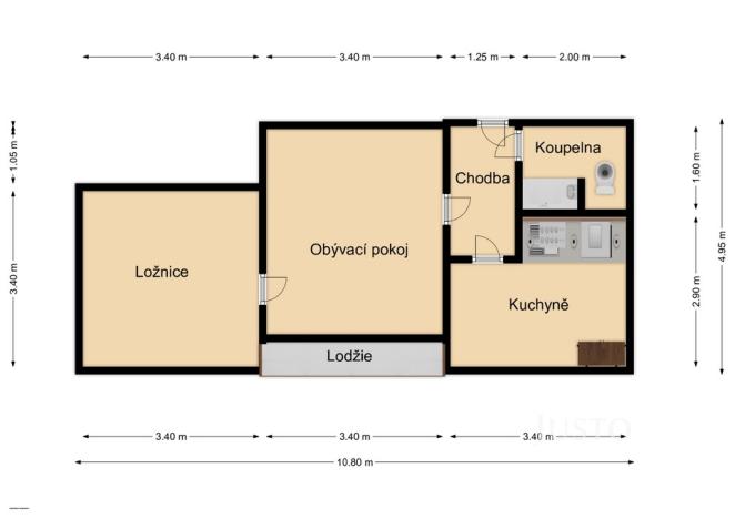 Pronájem bytu 2+1, Šumperk, Zahradní, 48 m2