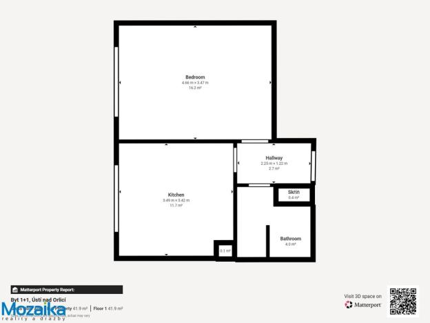 Pronájem bytu 1+1, Ústí nad Orlicí, Popradská, 41 m2