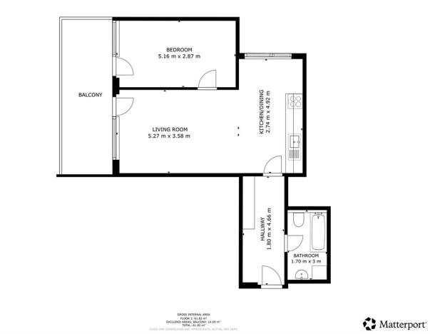 Pronájem bytu 2+kk, Praha - Letňany, Miroslava Hajna, 62 m2