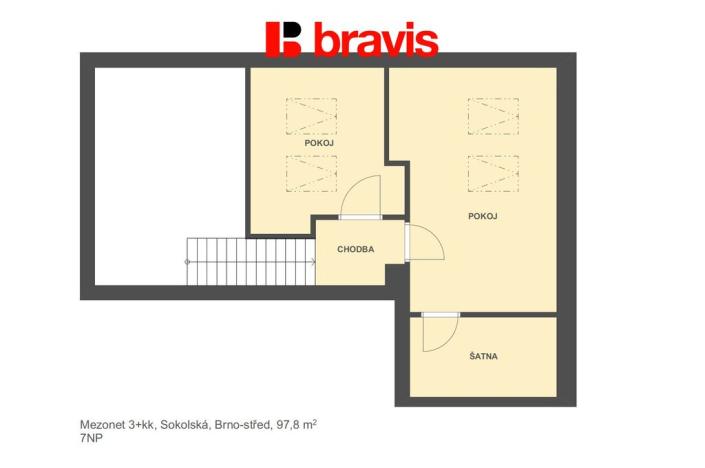 Prodej bytu 3+kk, Brno - Veveří, Sokolská, 98 m2