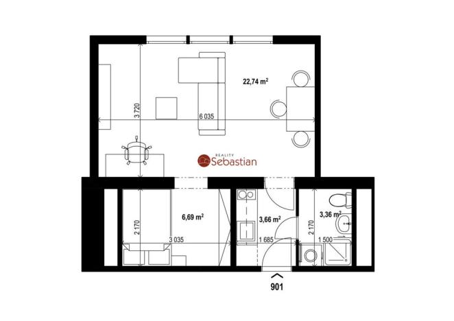 Pronájem bytu 1+1, Teplice - Trnovany, Antonína Sochora, 36 m2