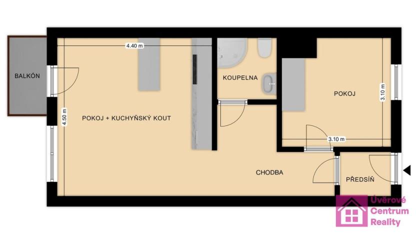 Pronájem bytu 2+kk, Břeclav, třída 1. máje, 57 m2