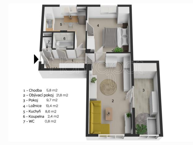 Prodej bytu 3+1, Praha - Záběhlice, Púchovská, 62 m2