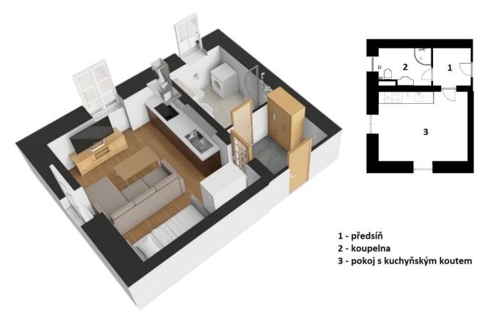 Prodej bytu 1+kk, Vrchlabí - Hořejší Vrchlabí, Peklo, 30 m2