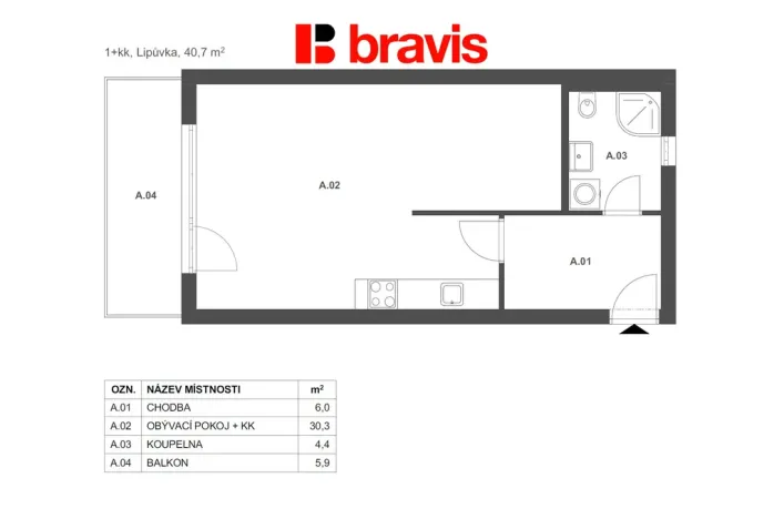 Prodej bytu 1+kk, Lipůvka, 40 m2