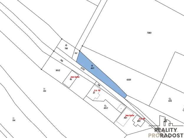 Prodej zahrady, Nestrašovice, 810 m2