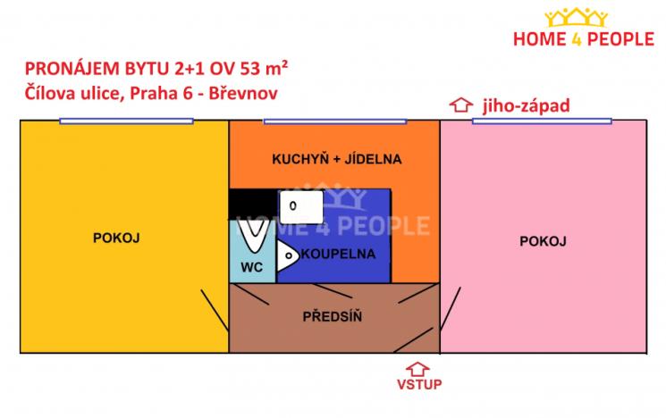 Pronájem bytu 2+1, Praha - Břevnov, Čílova, 53 m2